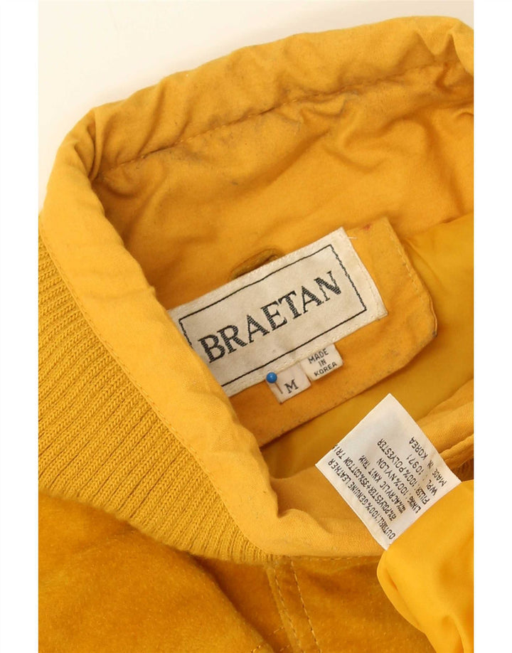 Braetan Mens Leather Jacket UK 38 Medium Yellow