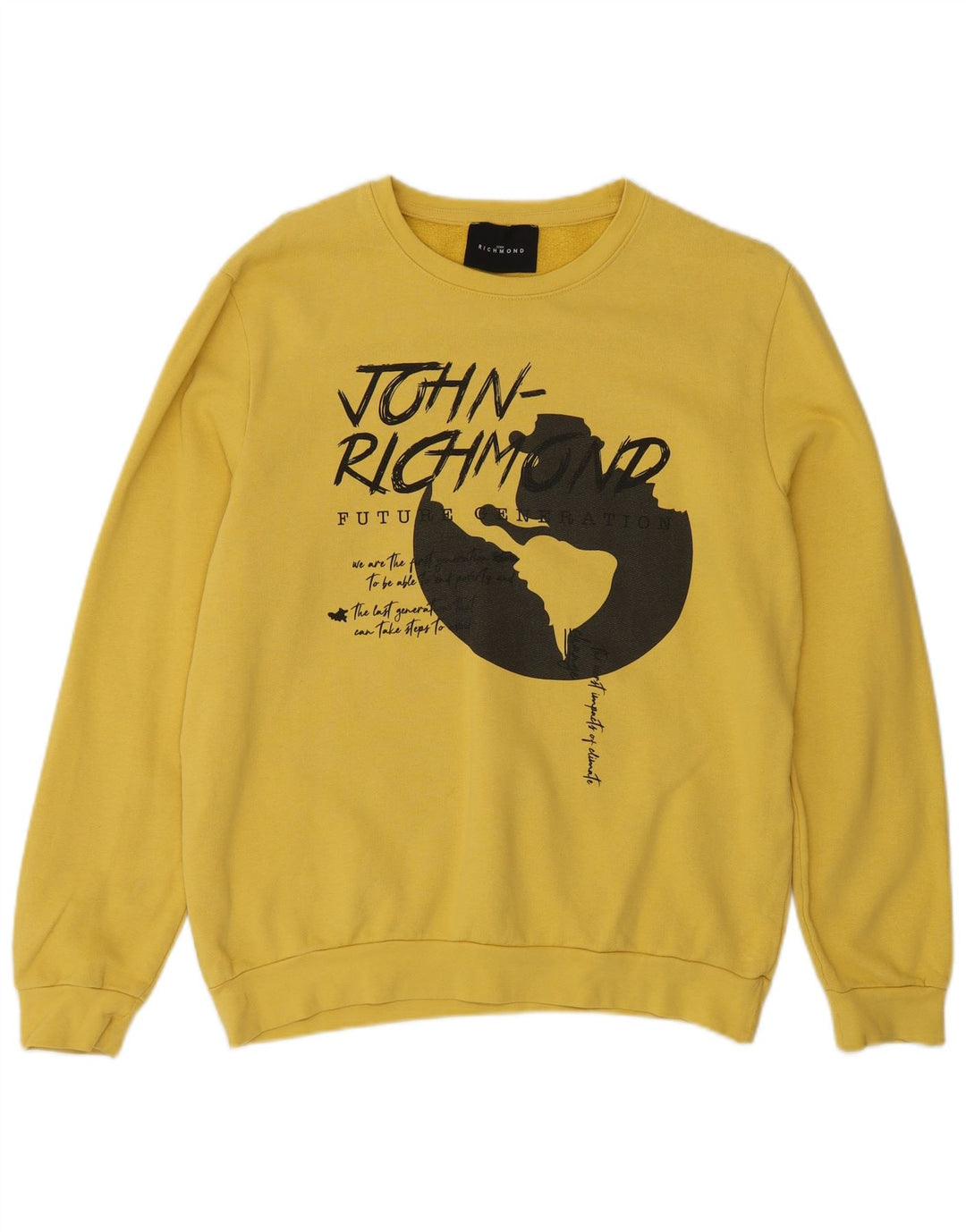 Richmond Boys Graphic Sweatshirt Jumper 15-16 Years Yellow Cotton