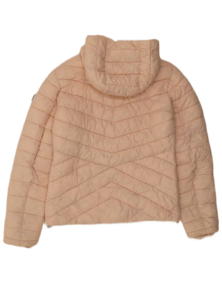 Superdry Womens Hooded Padded Jacket UK 10 Small  Pink Nylon