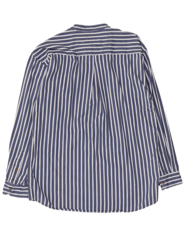 Civilian Mens Pullover Shirt Medium Navy Blue Striped Cotton