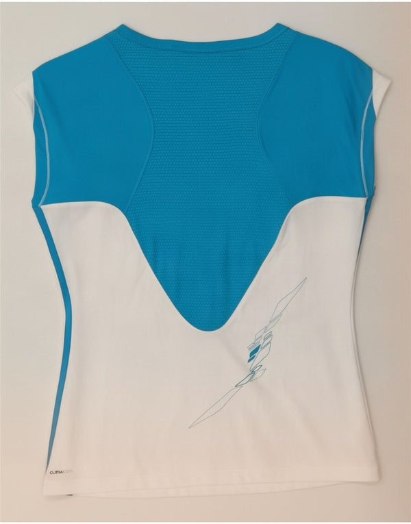 Adidas Womens Climacool T-Shirt Top UK 18 XL White Colourblock Polyester