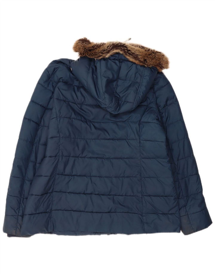 Barbour Womens Hooded Padded Jacket UK 18 XL Navy Blue Polyester