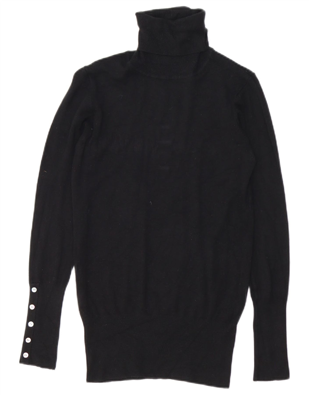 Zara Womens Roll Neck Jumper Sweater UK 14 Medium Black Rayon