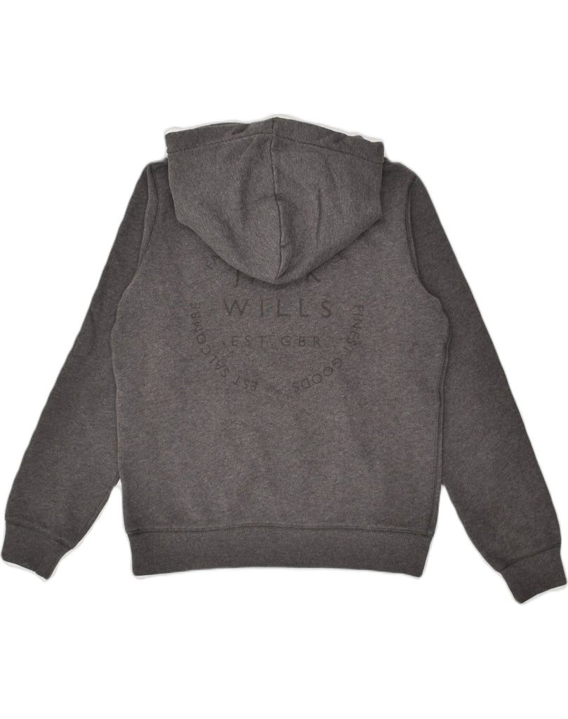 JACK WILLS Womens Graphic Hoodie Jumper UK 12 Medium Grey Cotton | Vintage Jack Wills | Thrift | Second-Hand Jack Wills | Used Clothing | Messina Hembry 