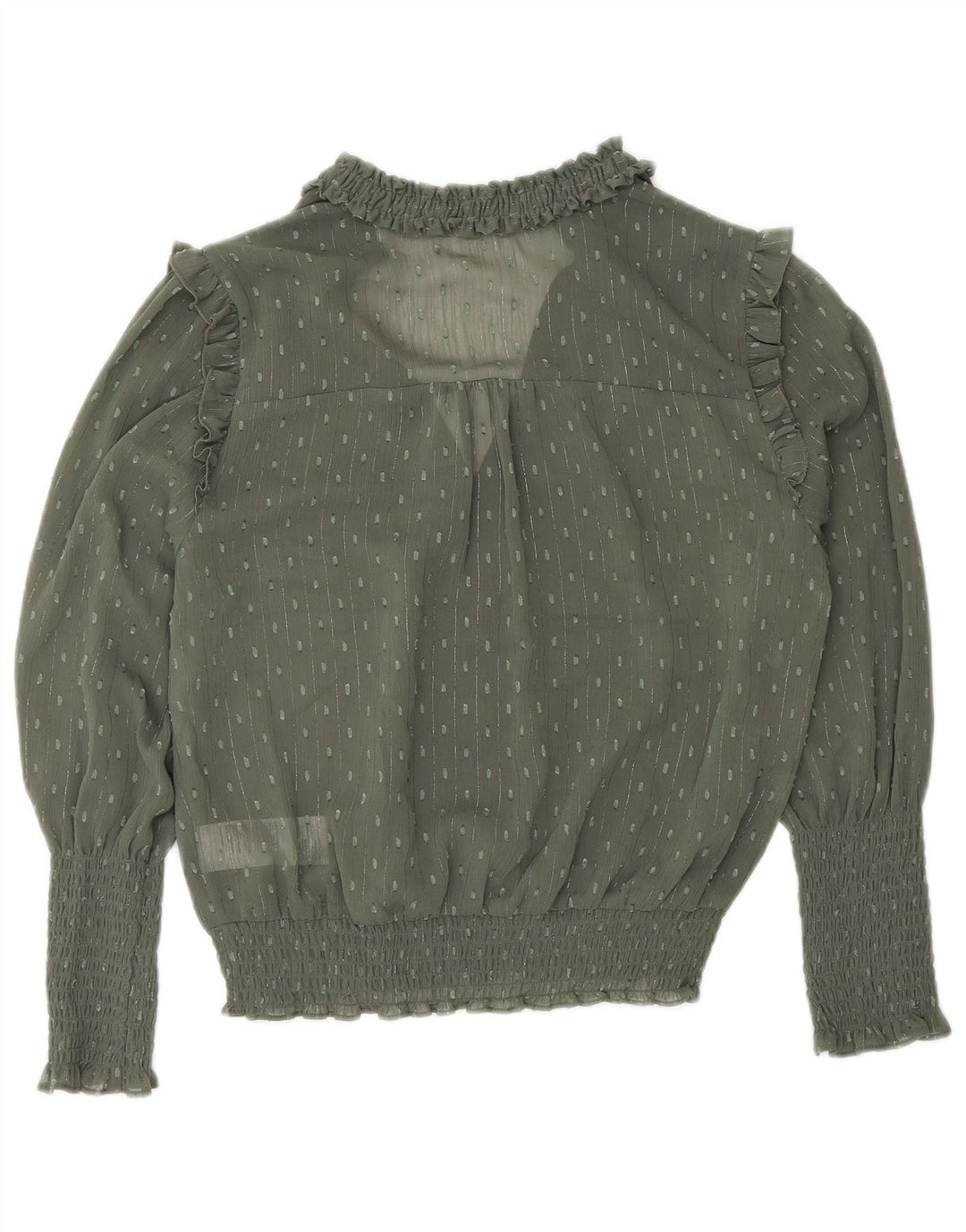 Oasis Womens Long Sleeve Blouse Top UK 8 Small Khaki Spotted Polyester