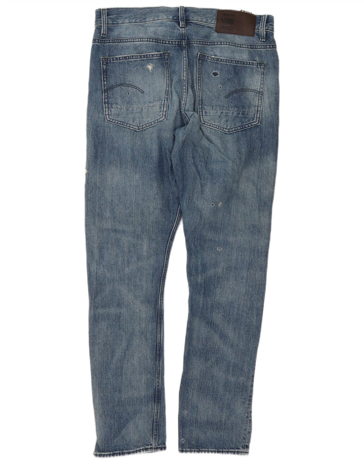 G-Star Mens Distressed Straight Jeans W32 L32 Blue Cotton