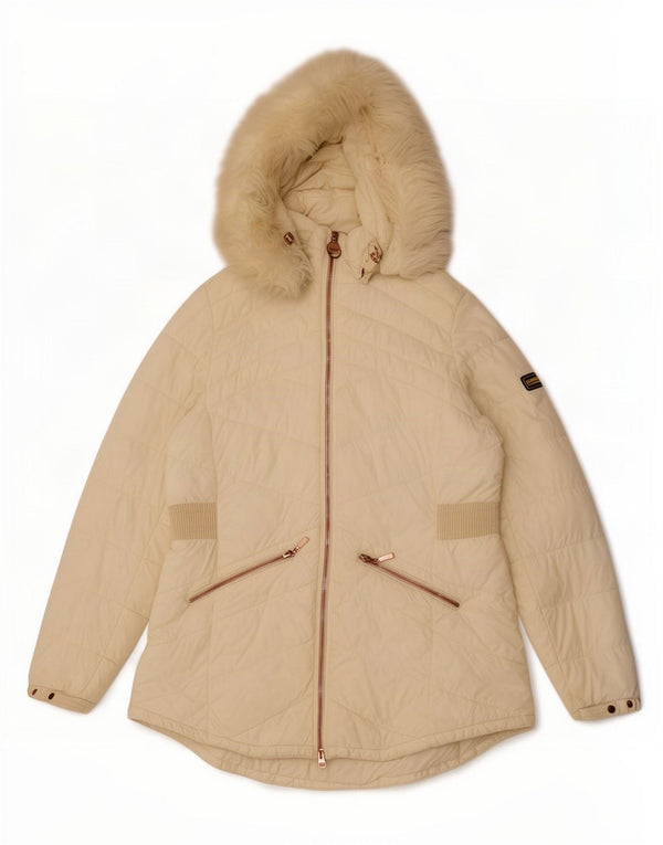 Barbour Womens Hooded Padded Jacket UK 16 Large White