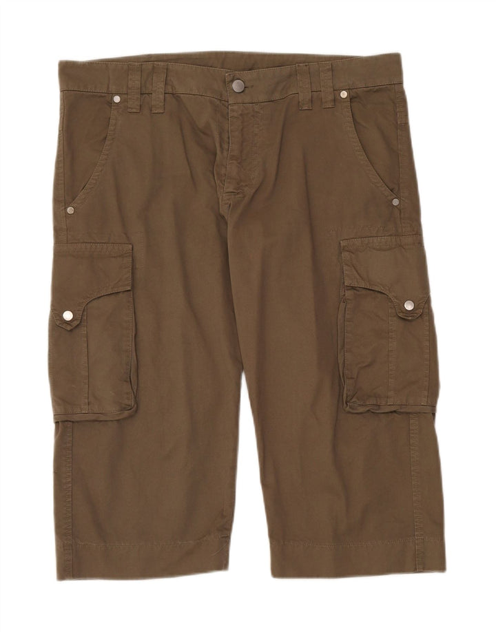 GAZZARRINI Mens Cargo Bermuda Shorts IT 50 Large W38  Khaki Cotton