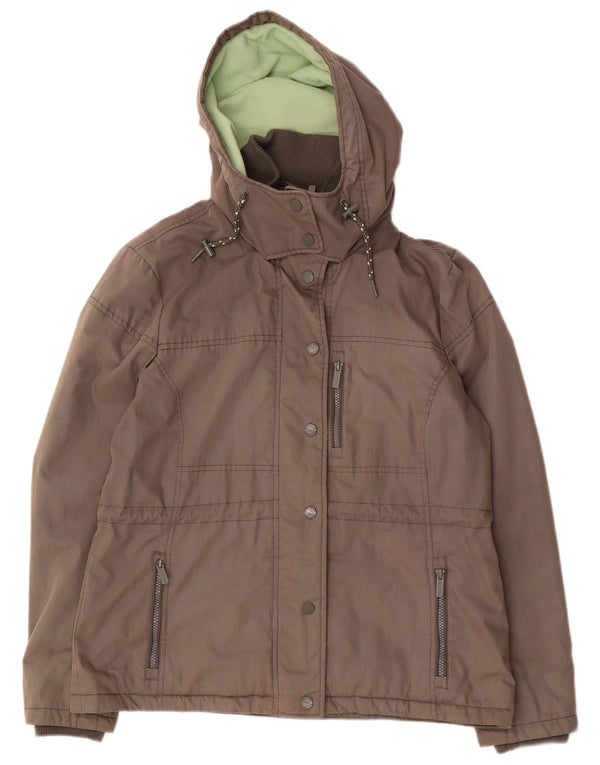 Fat Face Womens Hooded Windbreaker Jacket UK 16 Large Grey Cotton