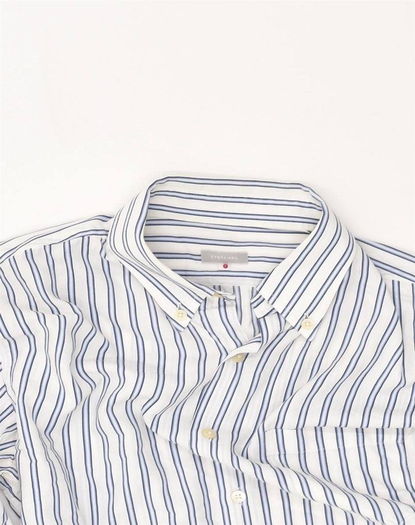 STEFANEL Mens Shirt Large Blue Striped Cotton | Vintage Stefanel | Thrift | Second-Hand Stefanel | Used Clothing | Messina Hembry 