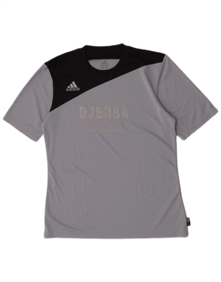 Adidas Mens Climalite Graphic T-Shirt Top Medium Grey Colourblock Polyester