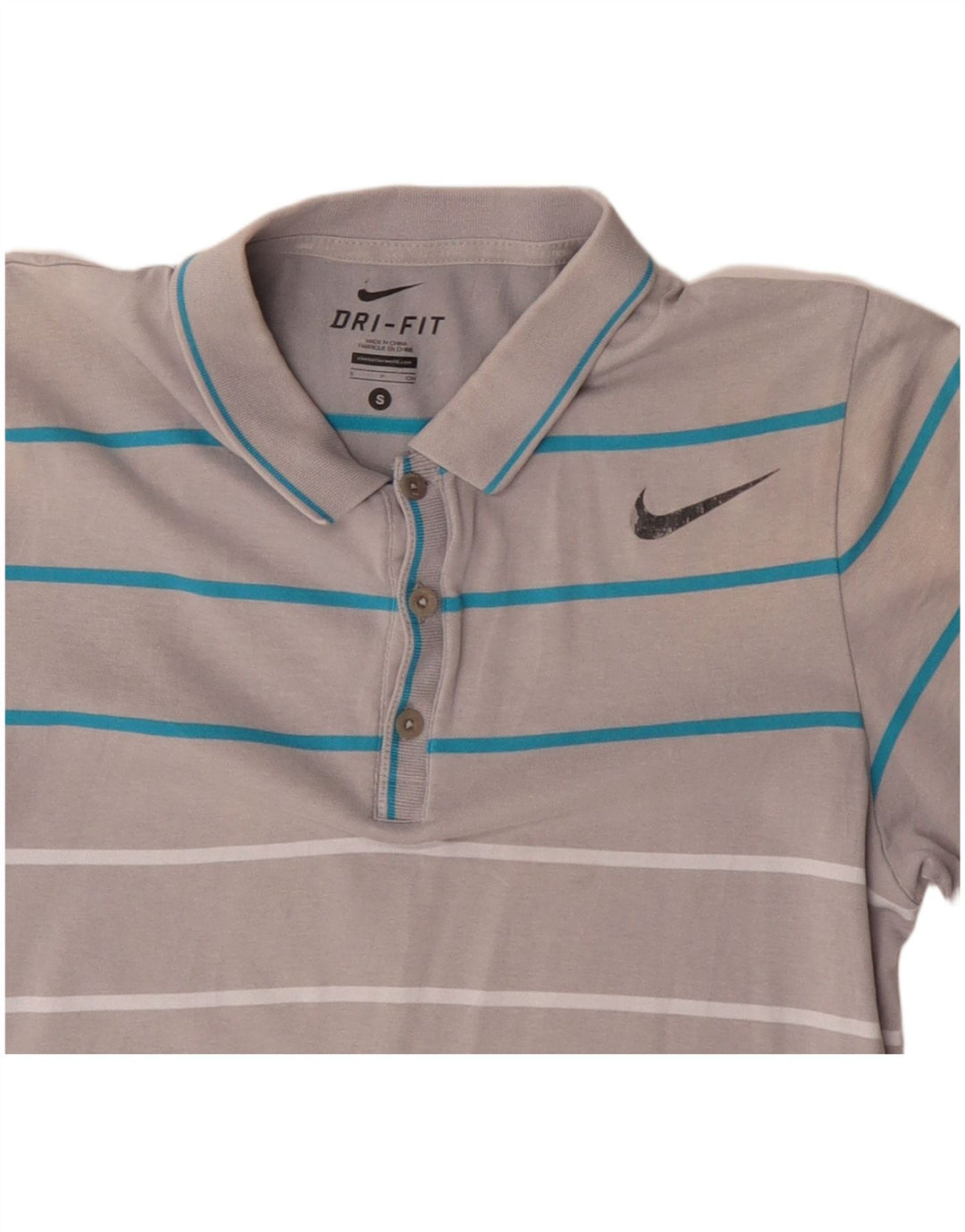 Nike Mens Dri Fit Polo Shirt Small Grey Striped Cotton