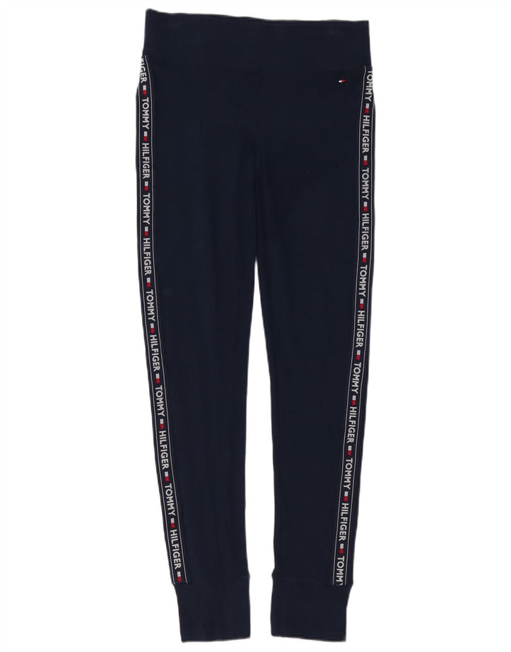 Tommy Hilfiger Womens Graphic Leggings UK 12 Medium Navy Blue Cotton