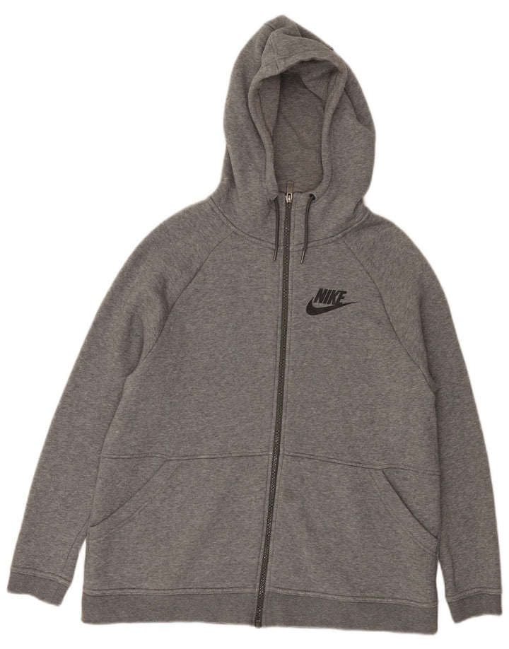 Nike Mens Zip Hoodie Sweater Large Grey Flecked Cotton