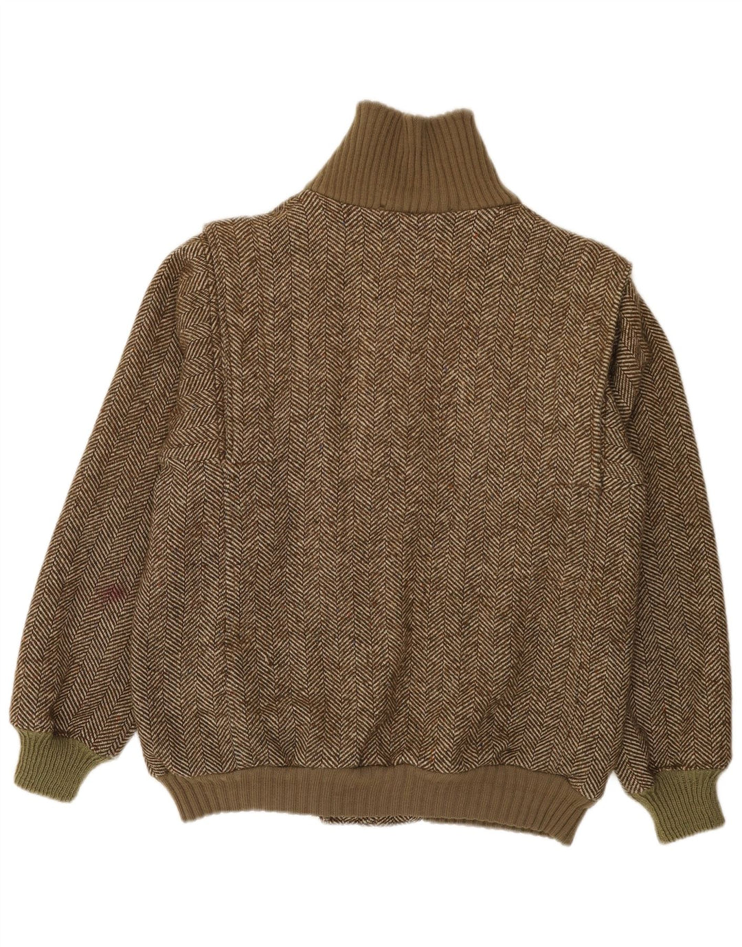 Radici Mens Knit Bomber Jacket IT 50 Large Khaki Herringbone