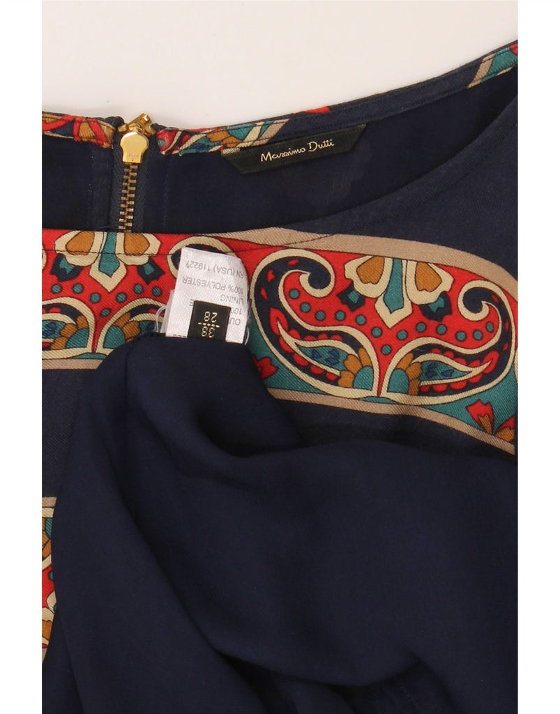 MASSIMO DUTTI Womens 3/4 Sleeve Sheath Dress EU 38 Small Navy Blue Paisley Vintage Massimo Dutti and Second-Hand Massimo Dutti from Messina Hembry 