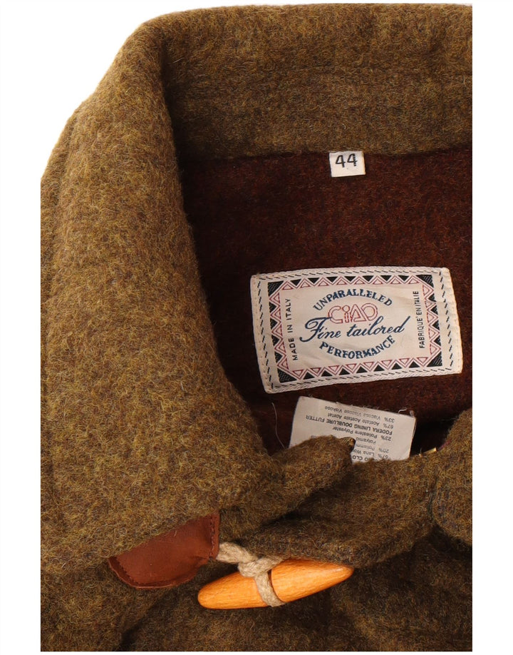 Ciao Womens Hooded Oversized Duffle Coat IT 44 Medium Khaki Wool