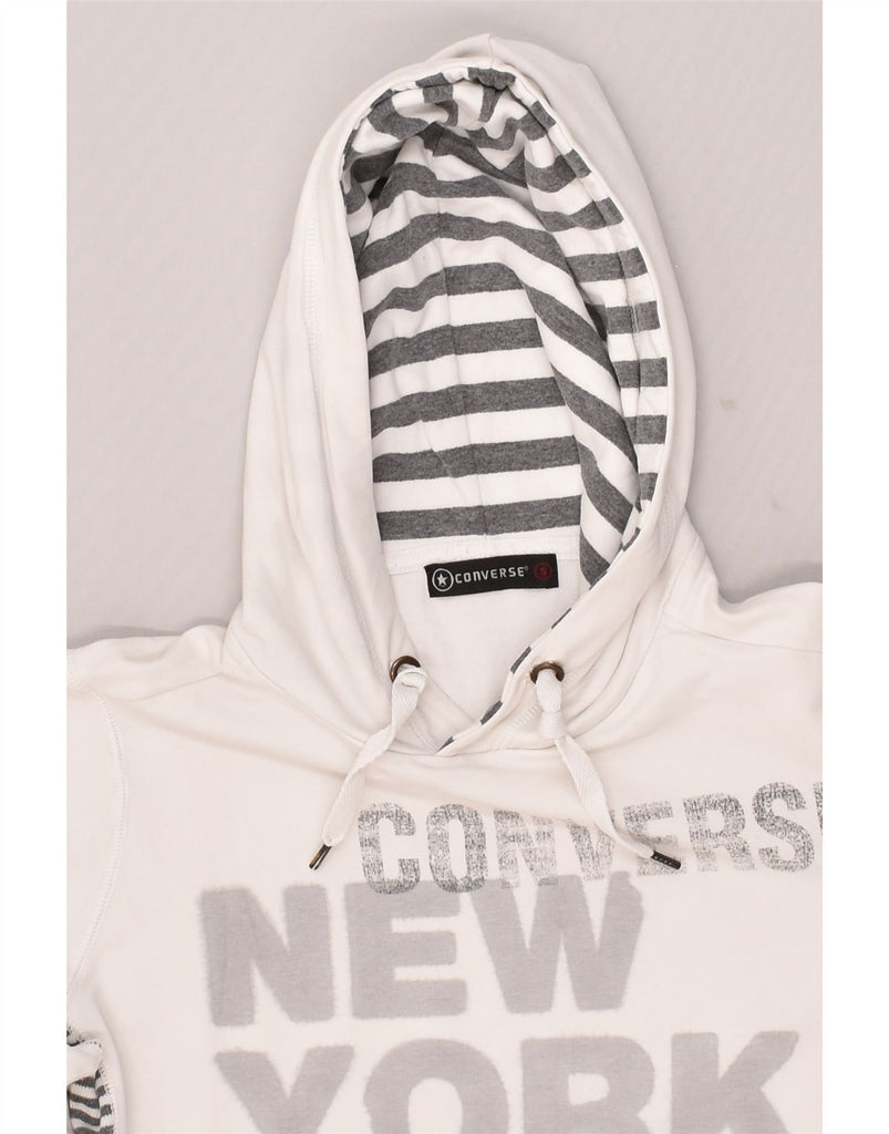 CONVERSE Womens Graphic Hoodie Jumper UK 10 Small White | Vintage Converse | Thrift | Second-Hand Converse | Used Clothing | Messina Hembry 