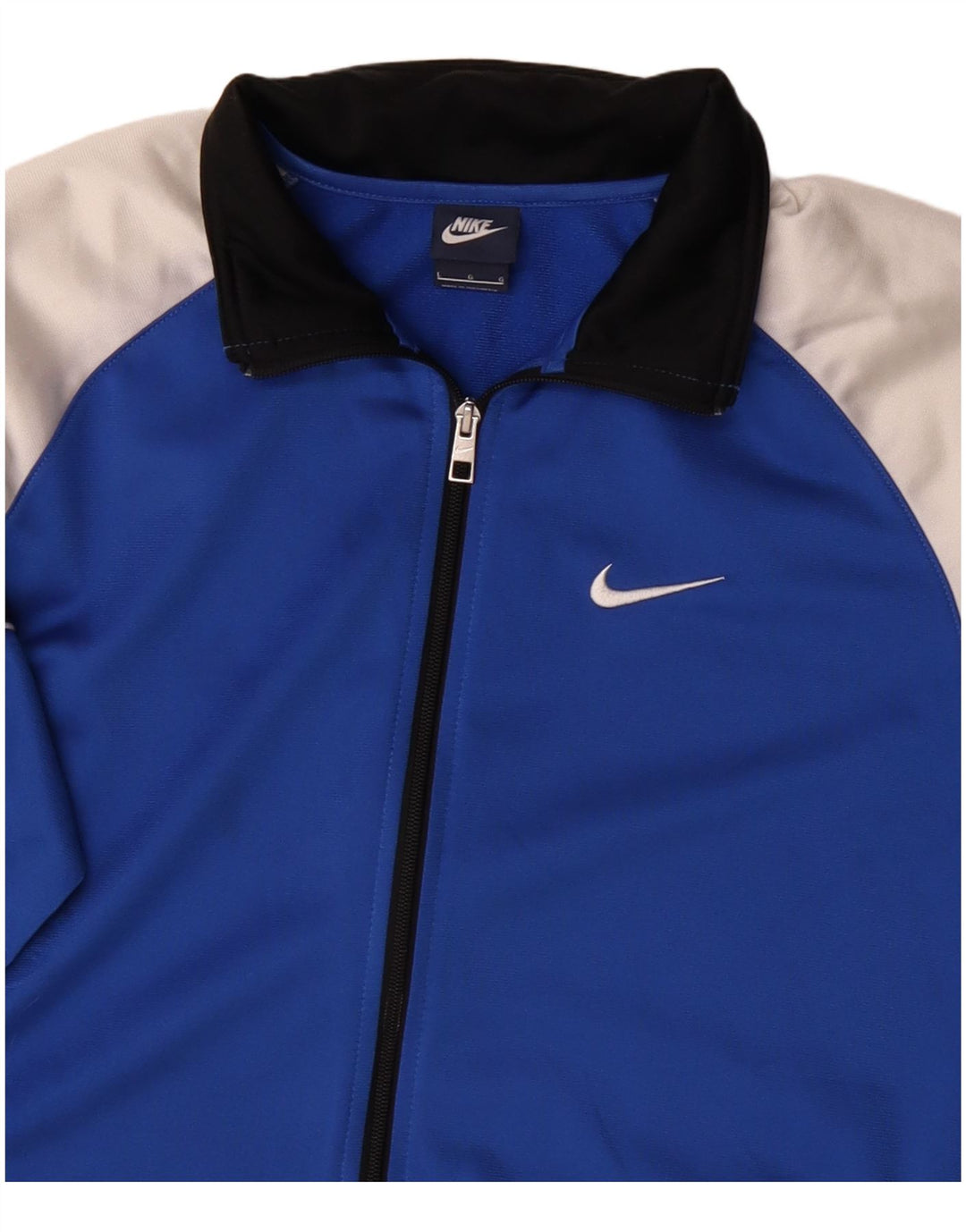 Nike Mens Tracksuit Top Jacket Large Blue Colourblock Polyester