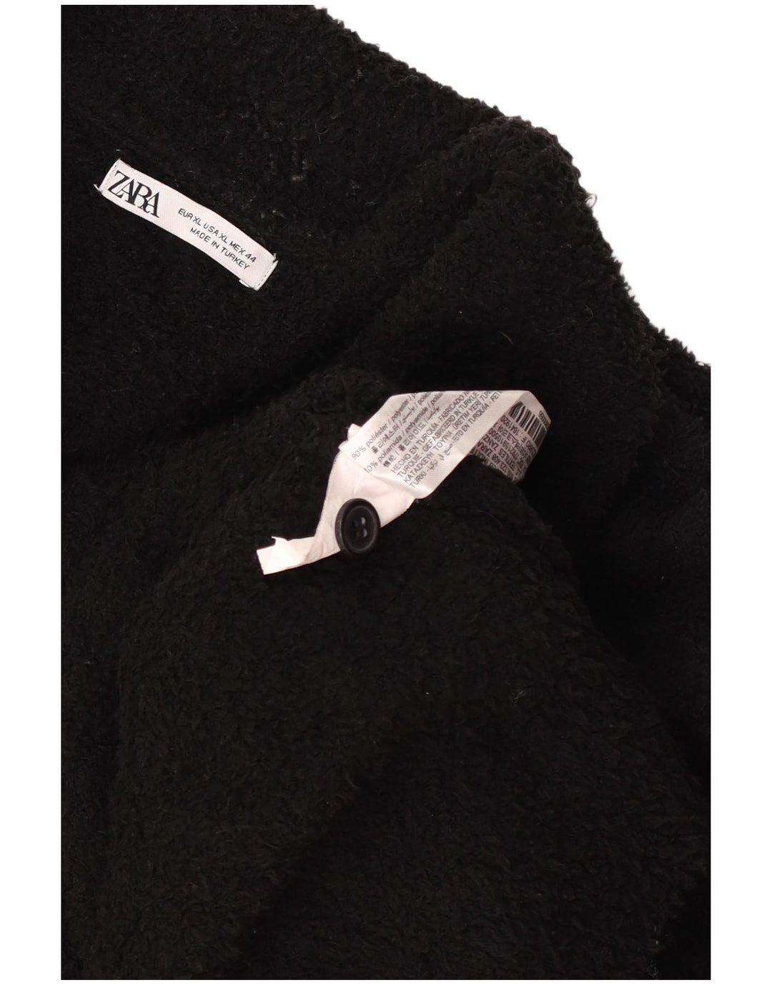 Zara Mens Polo Neck Fleece Jumper XL Black Polyester