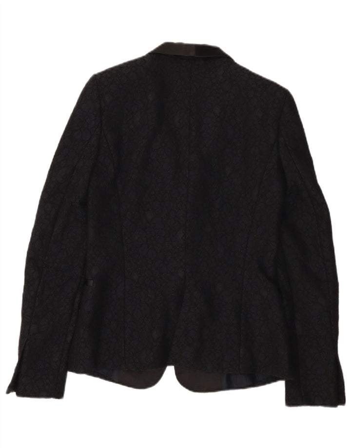 Zara Womens 1 Button Blazer Jacket UK 10 Small Black Floral