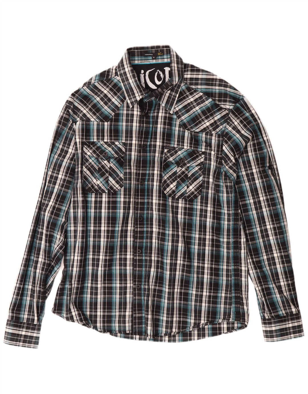 Jack & Jones Mens Shirt XL Black Check Cotton