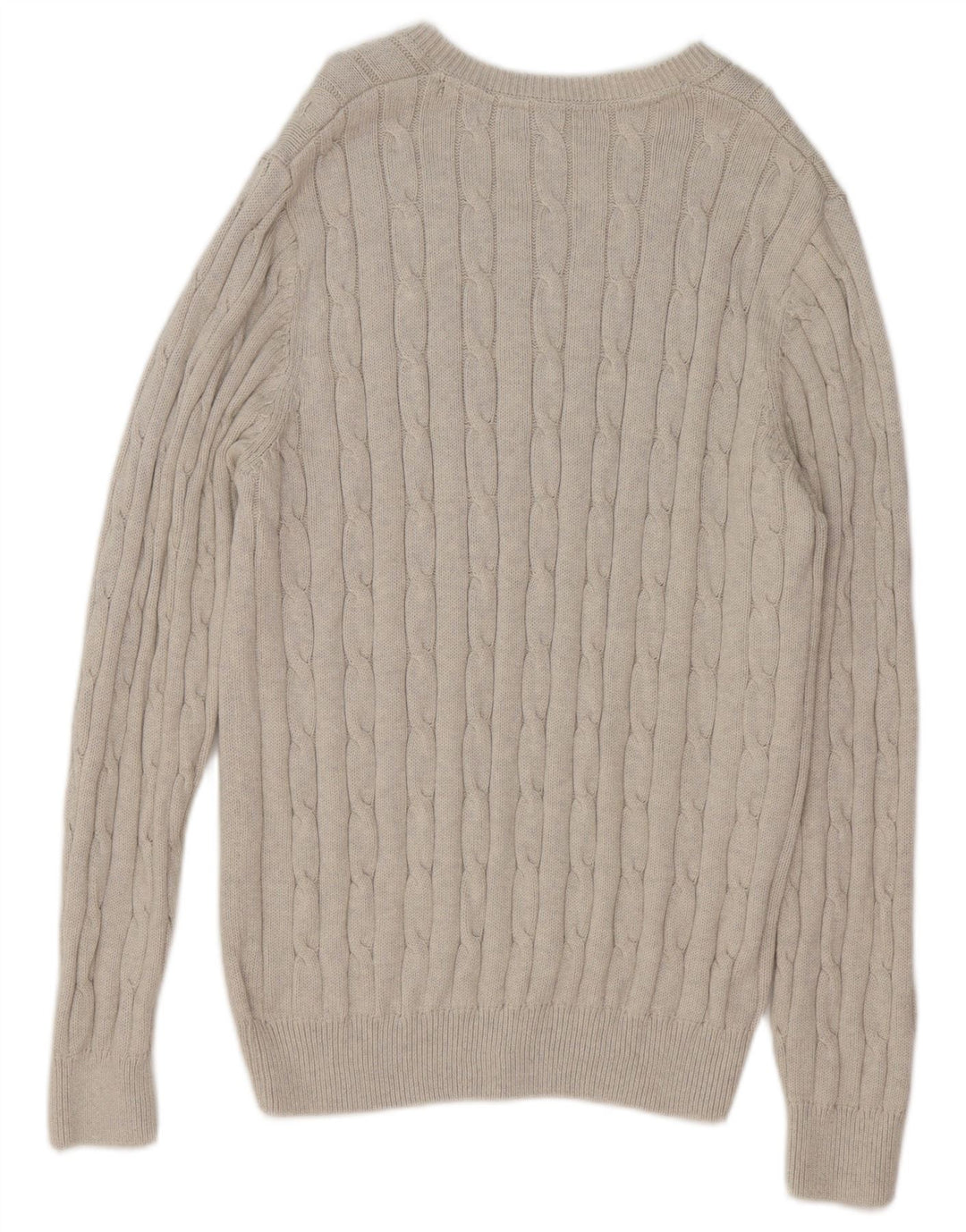 Marks & Spencer Mens Regular Fit V-Neck Jumper Sweater Large Beige Cotton