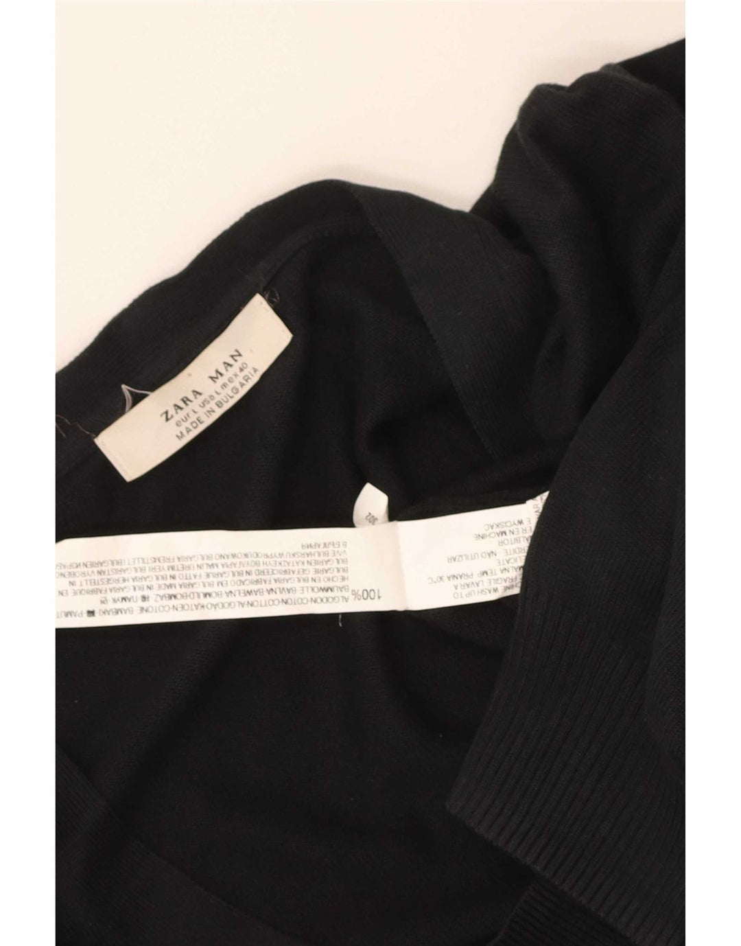 Zara Mens Cardigan Sweater Large Black Cotton
