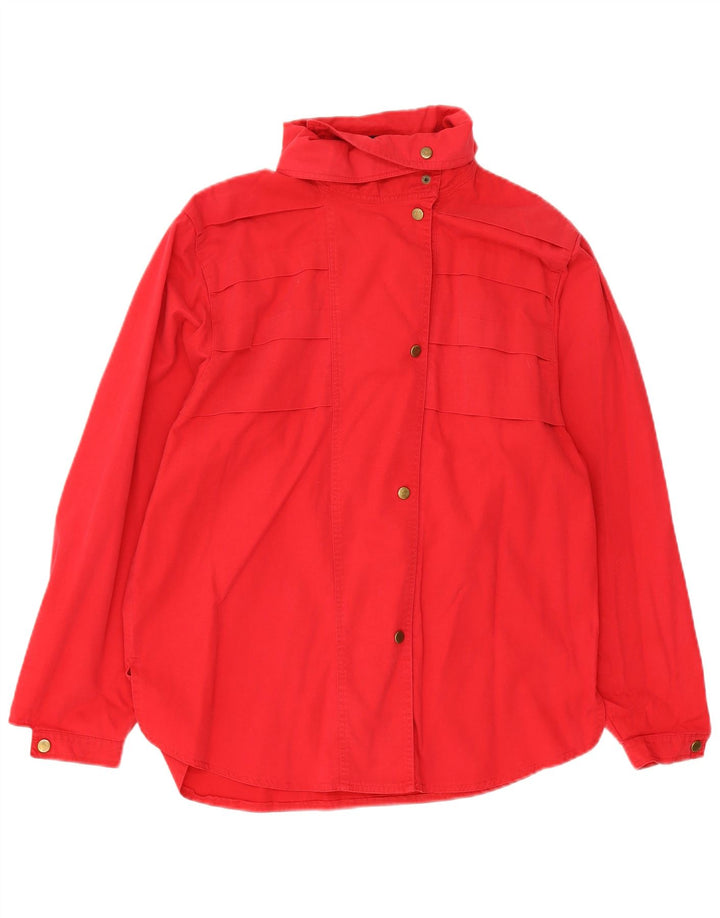 Louis London Womens Overshirt Shirt UK 14 Medium Red Cotton