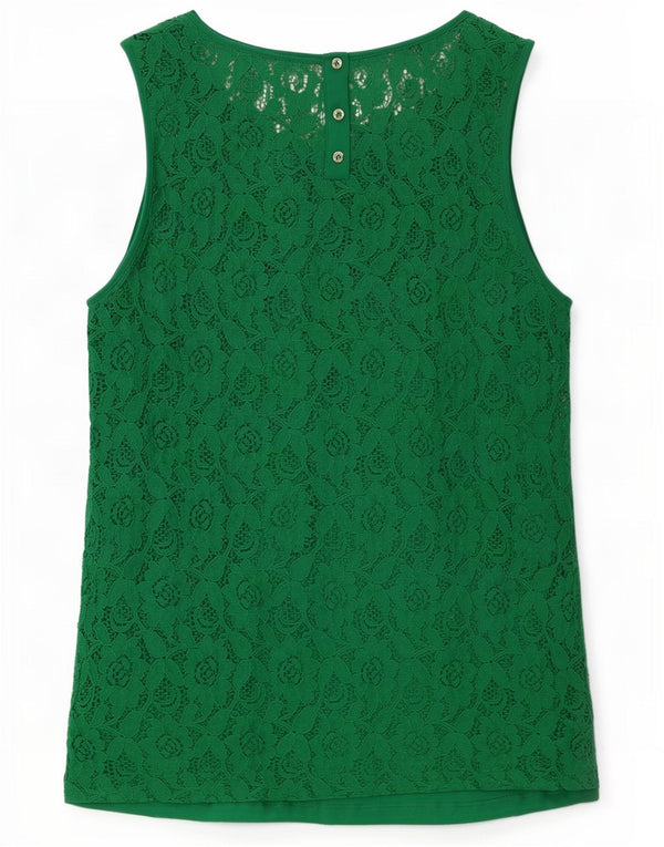 Massimo Dutti Womens Sleeveless Lace Blouse Top UK 10 Small Green Floral