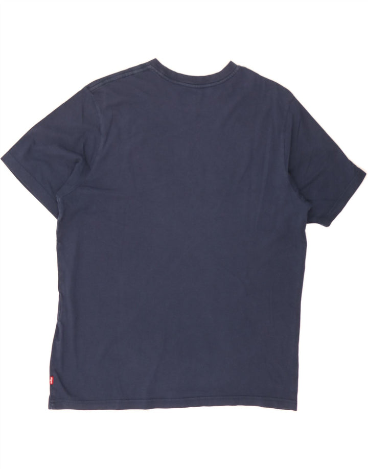 LEVI'S Mens Relaxed Fit Graphic T-Shirt Top Medium Navy Blue Cotton Vintage Levi's and Second-Hand Levi's from Messina Hembry 