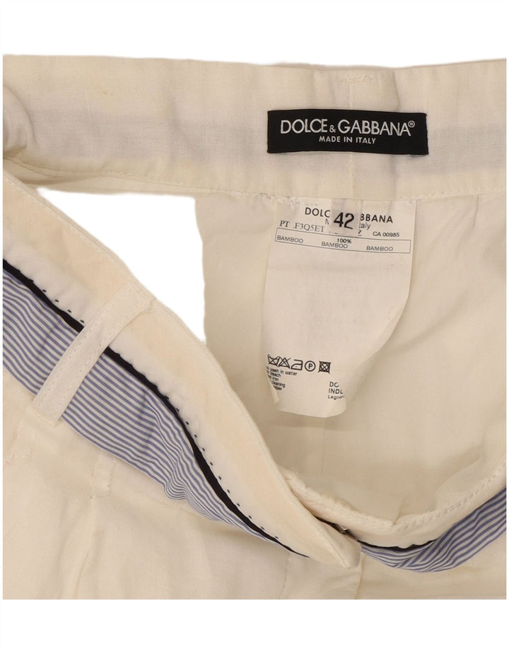 Dolce & Gabbana Womens Pegged Capri Trousers IT 42 Medium W30 L21 White