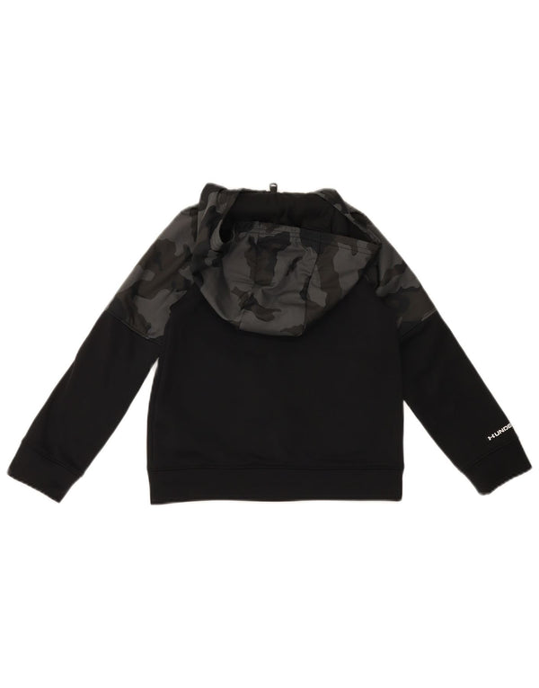 UNDER ARMOUR Boys Zip Hoodie Sweater 6-7 Years XS Black Camouflage