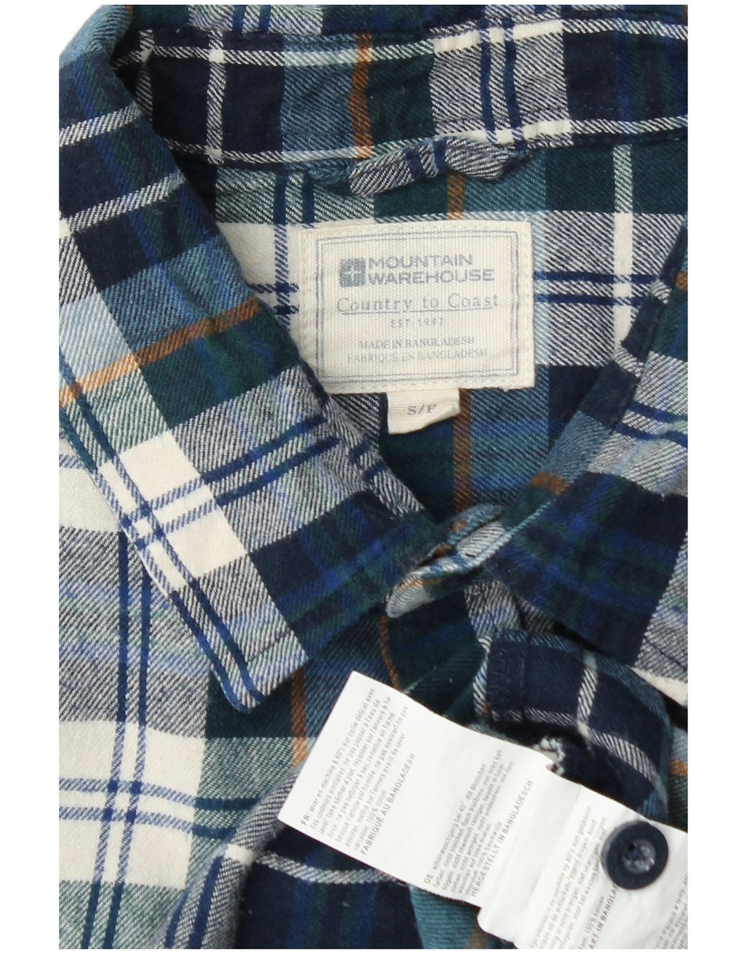 Mountain Warehouse Mens Flannel Shirt Small Blue Check Cotton
