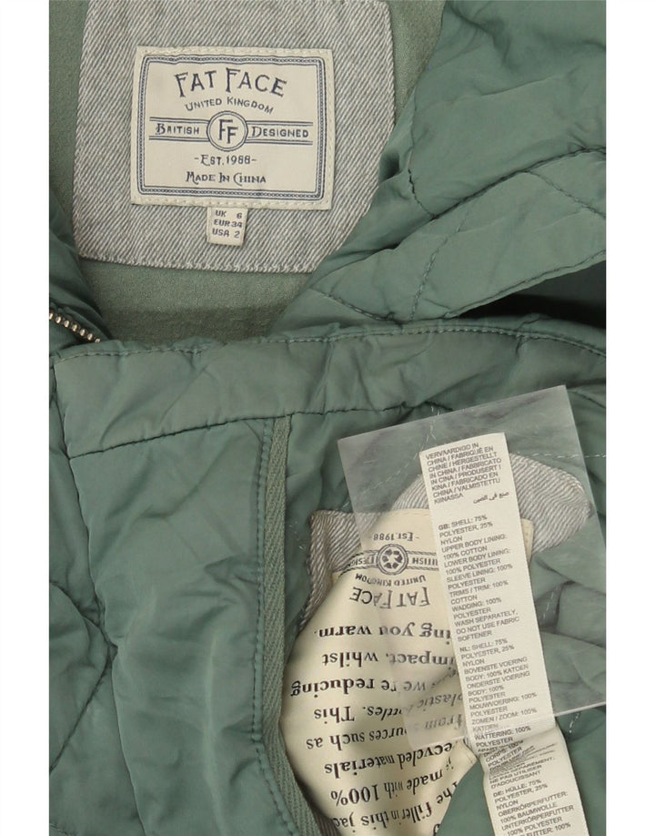 FAT FACE Womens Oversized Padded Jacket UK 6 XS Green Polyester