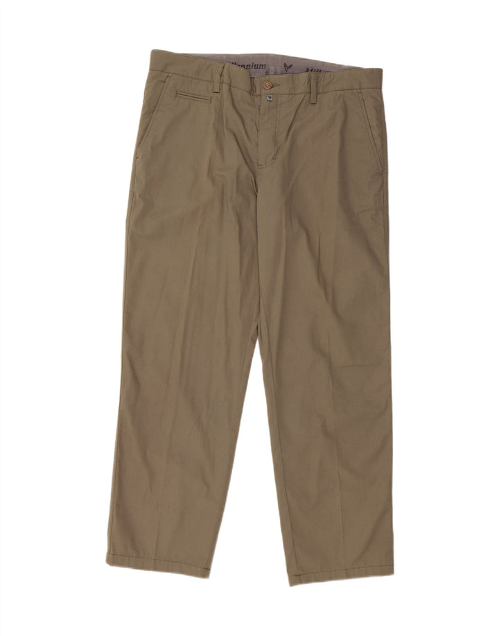 AVIREX Mens Straight Chino Trousers W34 L28 Khaki Cotton