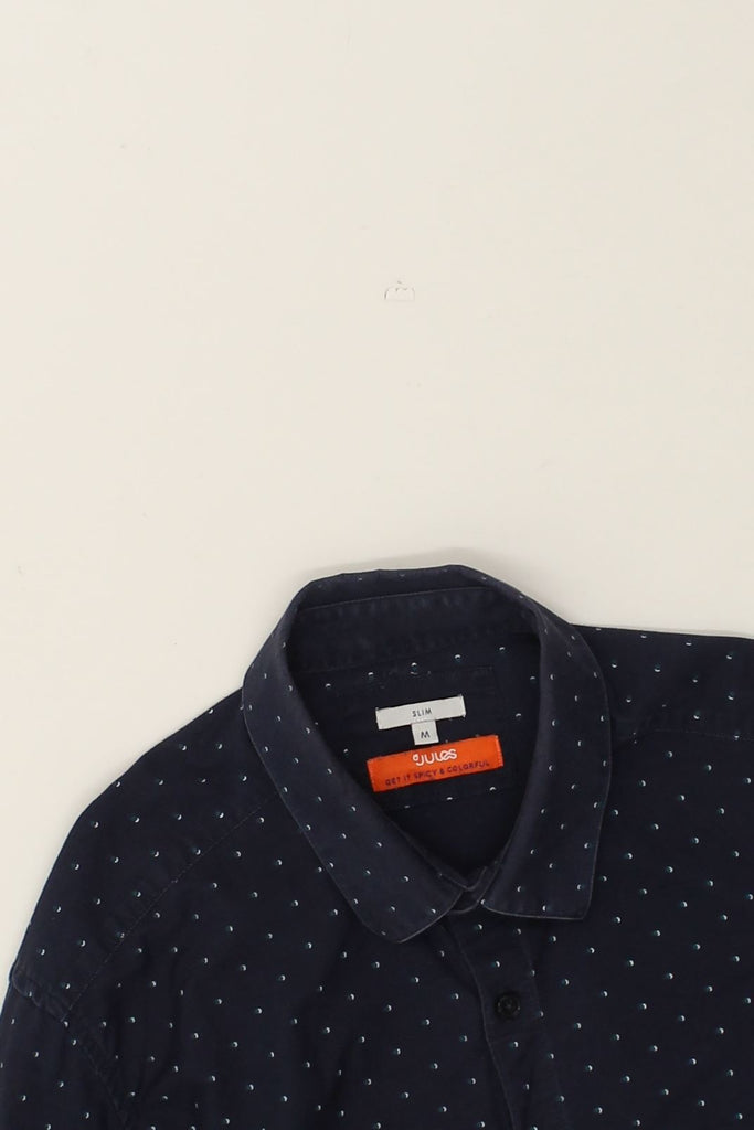 JULES Mens Slim Shirt Medium Navy Blue Spotted | Vintage Jules | Thrift | Second-Hand Jules | Used Clothing | Messina Hembry 