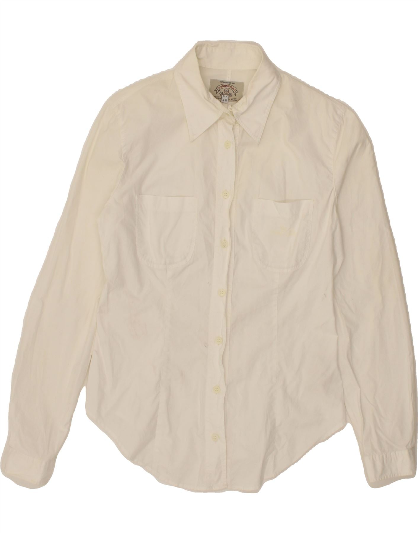 ARMANI JEANS Womens Shirt UK 14 Medium White Cotton Vintage