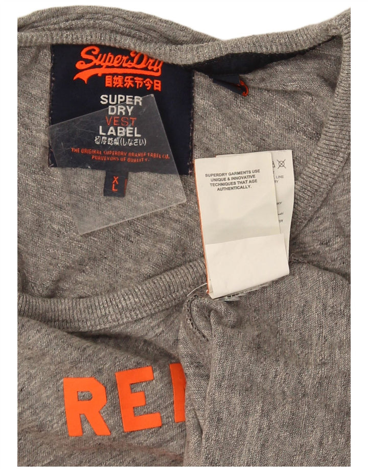 Superdry Mens Graphic Vest Top XL Grey Colourblock Cotton