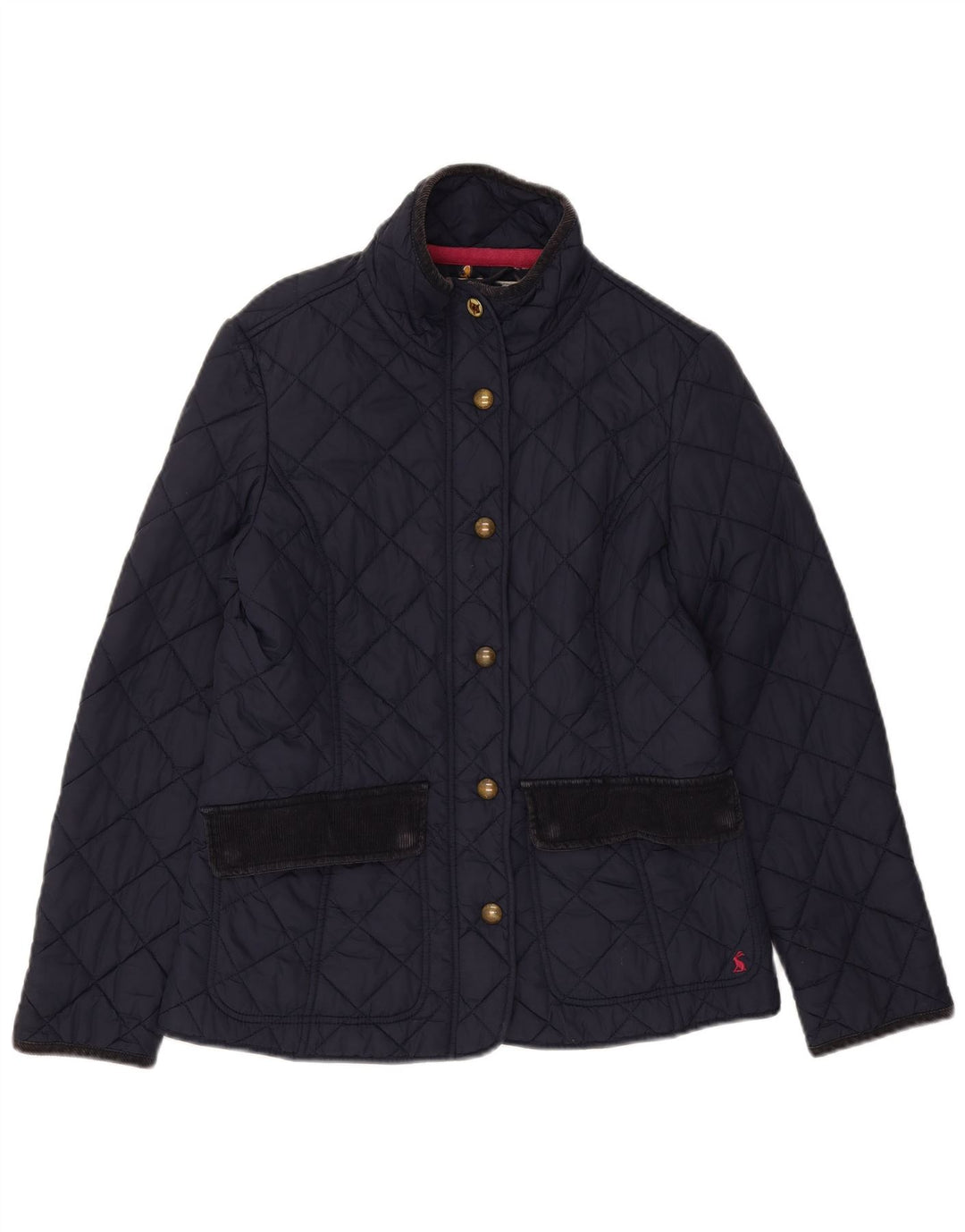 Joules Womens Quilted Jacket UK 12 Medium Navy Blue Cotton