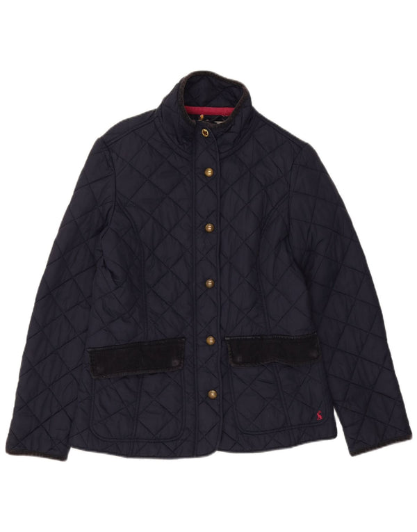 Joules Womens Quilted Jacket UK 12 Medium Navy Blue Cotton