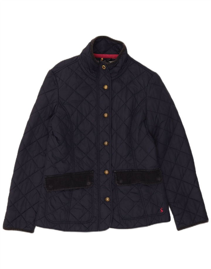 Joules Womens Quilted Jacket UK 12 Medium Navy Blue Cotton