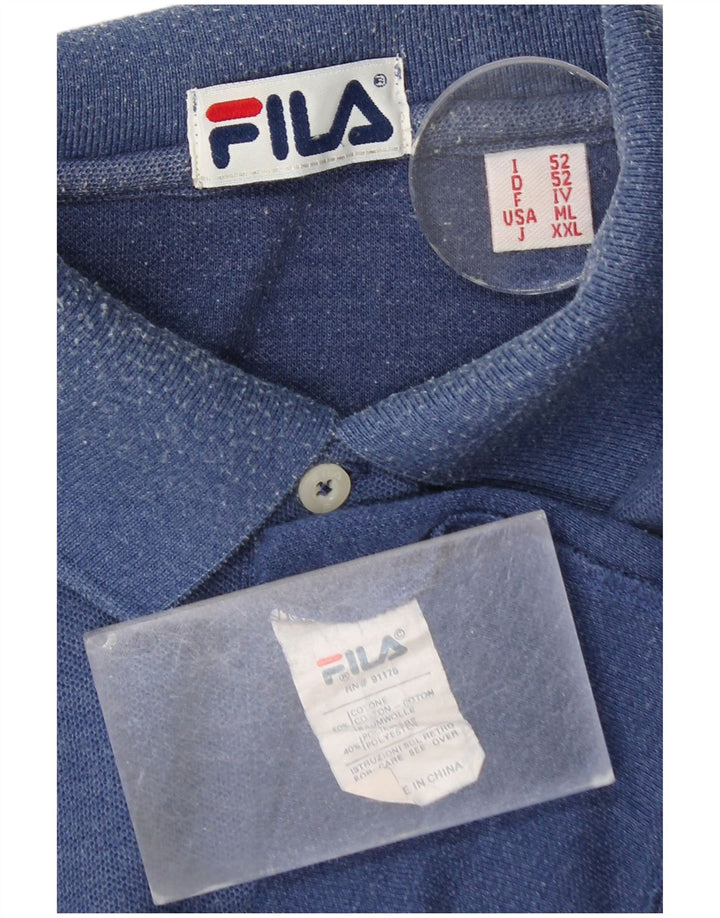 Fila Mens Polo Shirt IT 52 Large Blue Cotton