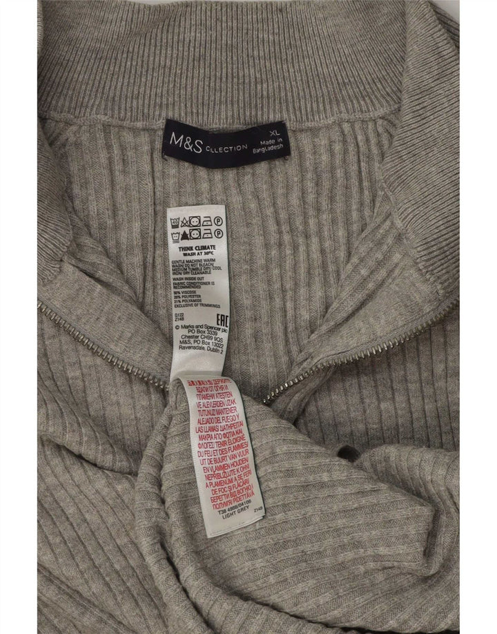 Marks & Spencer Womens Oversized Zip Neck Jumper Sweater UK 18 XL Grey