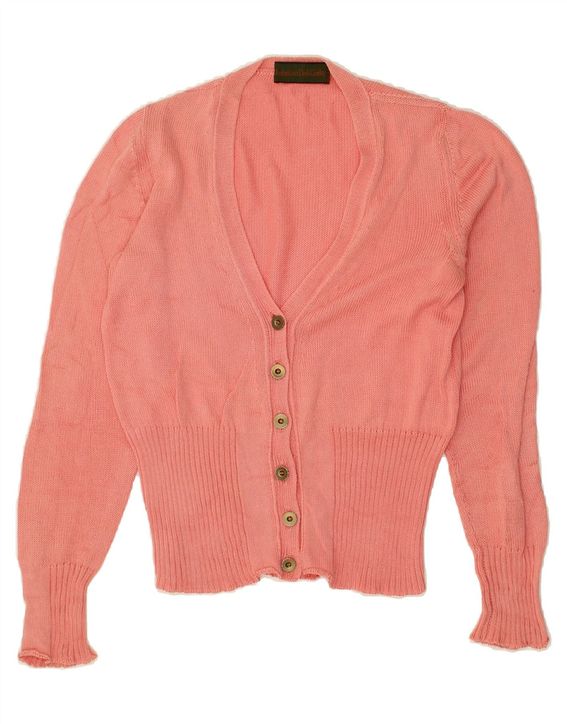 FABRIZIO DEL CARLO Womens Cardigan Sweater UK 8 Small Pink Cotton Vintage Fabrizio Del Carlo and Second-Hand Fabrizio Del Carlo from Messina Hembry 