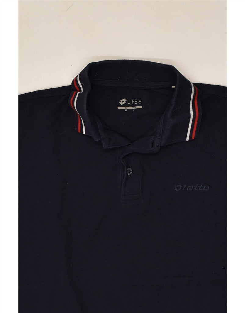 LOTTO Mens Polo Shirt Medium Navy Blue Cotton | Vintage Lotto | Thrift | Second-Hand Lotto | Used Clothing | Messina Hembry 