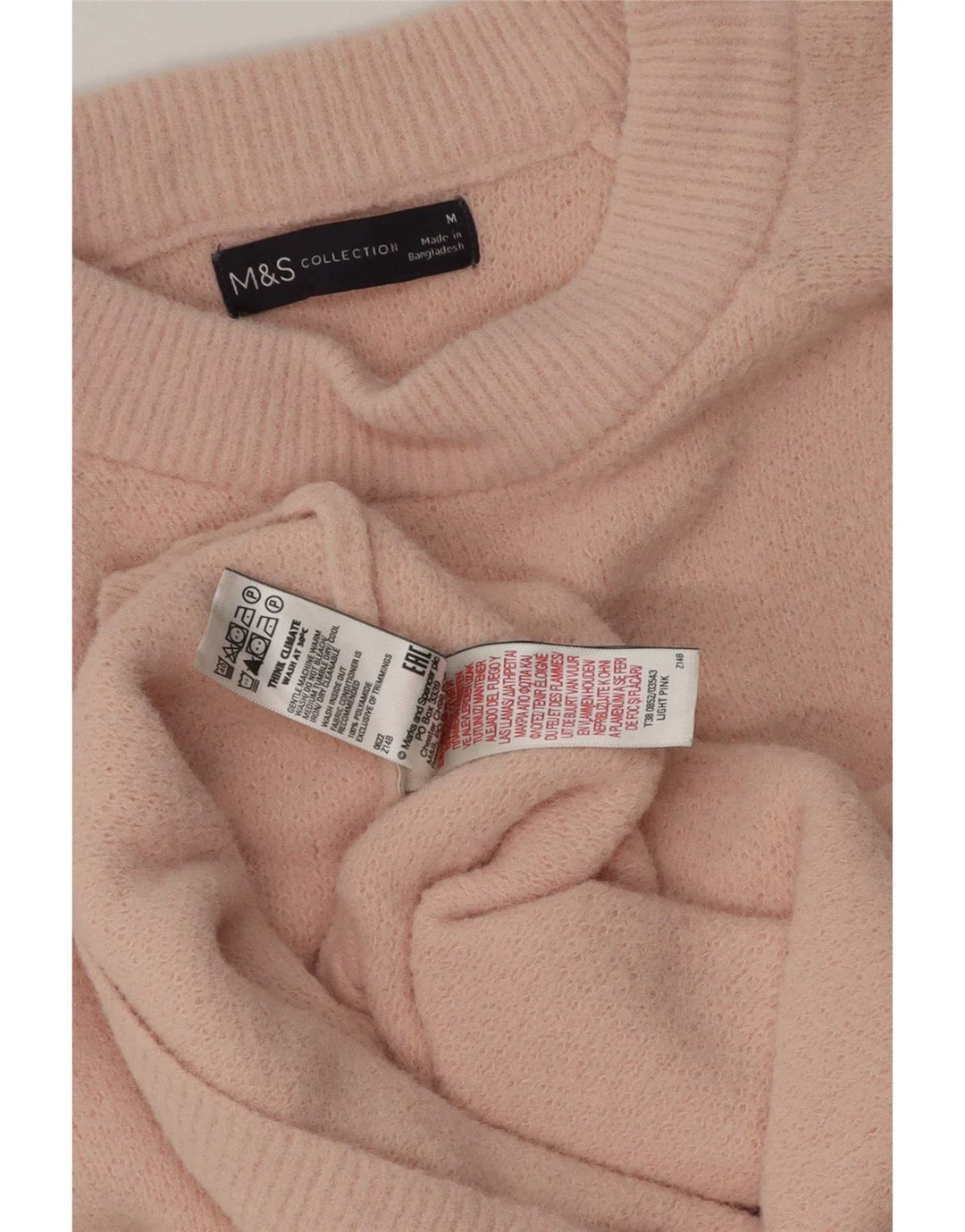 Marks & Spencer Womens Oversized Boat Neck Jumper Sweater UK 14 Medium Pink