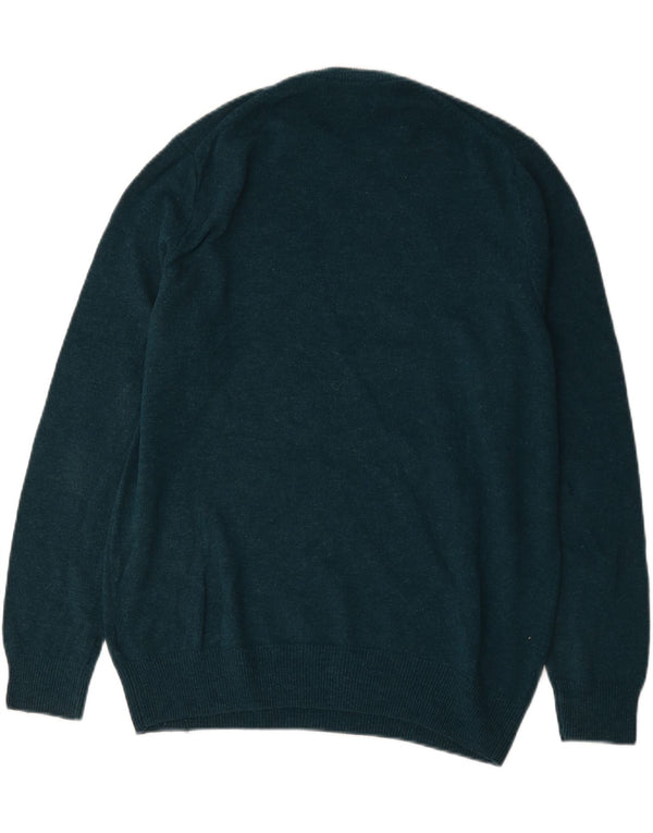 Marks & Spencer Mens Crew Neck Jumper Sweater XL Green Lambswool