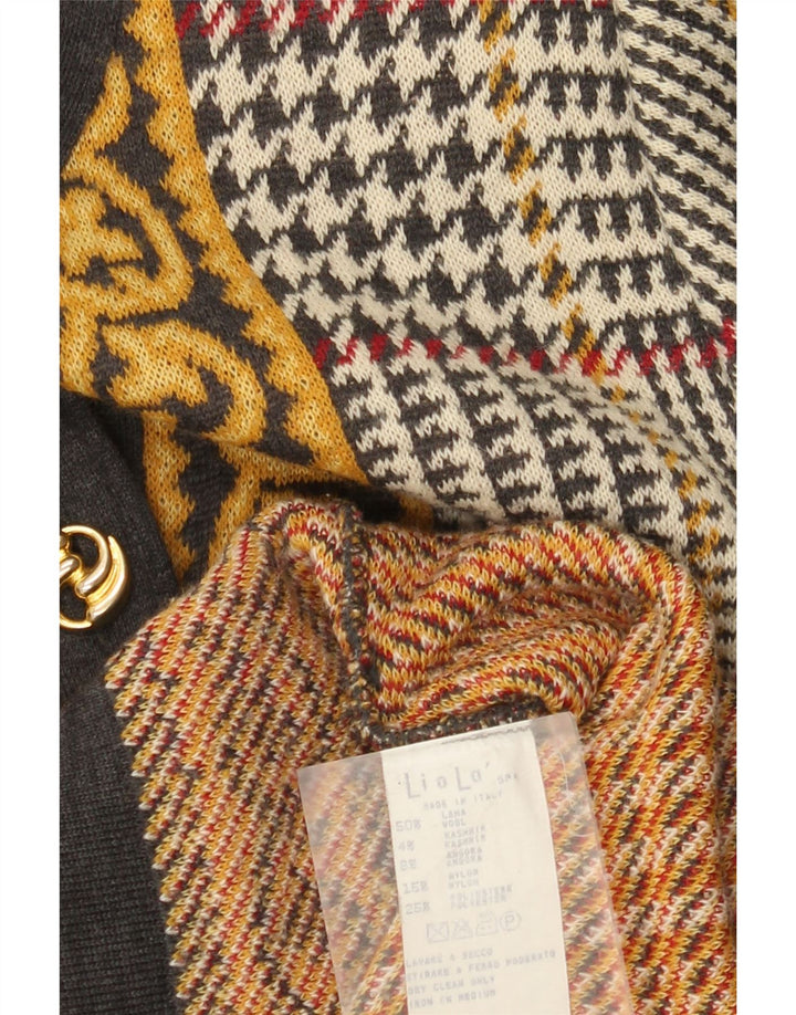 Liola Womens Cardigan Sweater UK 12 Medium Multicoloured Houndstooth Wool