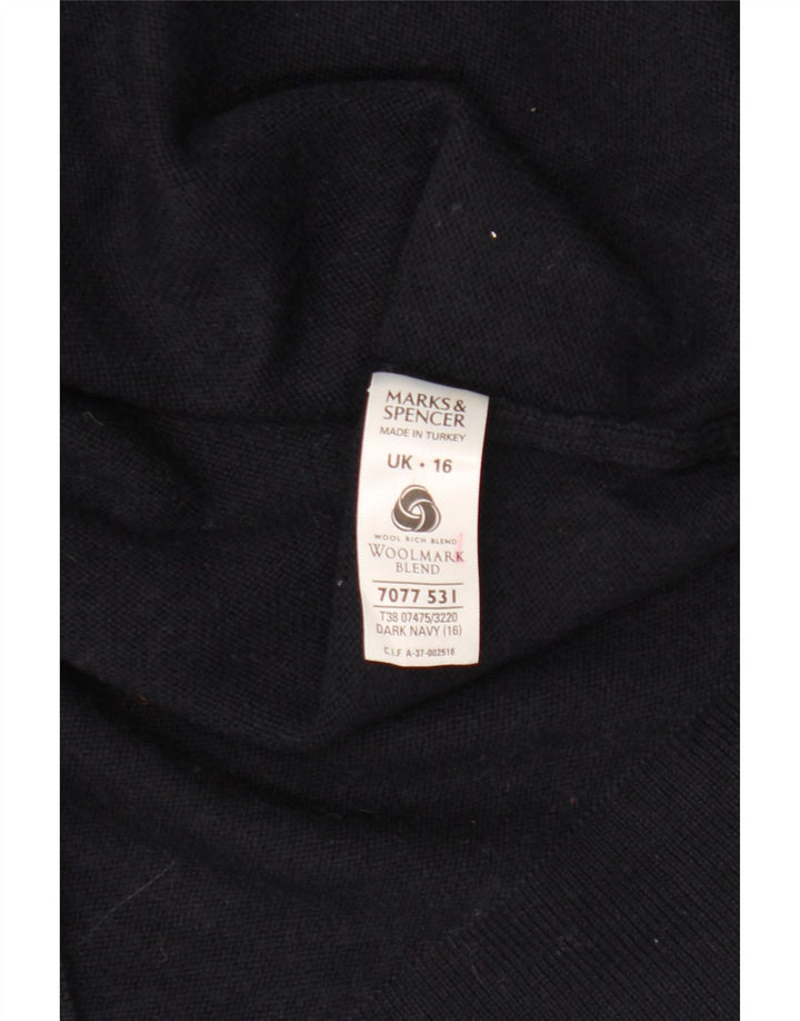 Marks & Spencer Womens Roll Neck Jumper Sweater UK 16 Large Navy Blue